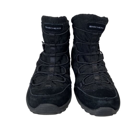 Skechers Womens Black Quilted Winter Booties Size 6 - Picture 2 of 7